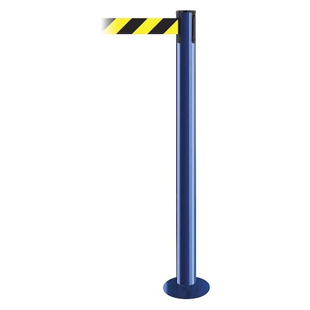 Tensabarrier Barrier Post with Belt, Blue, 13 ft Length, 36 1/2 in Post Height, No Legend 889F-23-23-MAX-NO-D4X-C