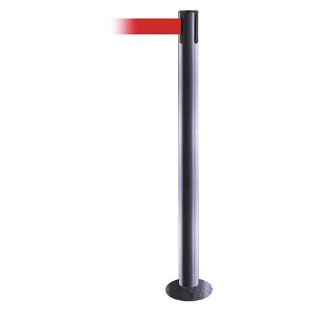 Tensabarrier Barrier Post with Belt, Hammertone Gray, 13 ft Length, 36 1/2 in Post Height, No Legend 889F-73-73-MAX-NO-R5X-C