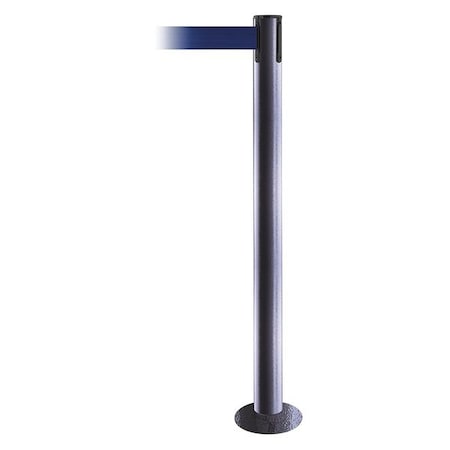 Tensabarrier Barrier Post with Belt, Hammertone Gray, 7 1/2 ft Length, 36 1/2 in Post Height, No Legend 889F-73-73-STD-NO-L5X-C