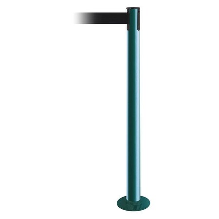Tensabarrier Barrier Post with Belt, Green, 7 1/2 ft Length, 36 1/2 in Post Height, No Legend 889F-28-28-STD-NO-B9X-C