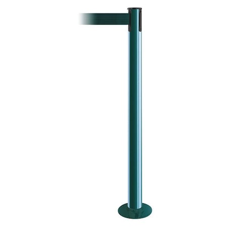 Tensabarrier Barrier Post with Belt, Green, 13 ft Length, 36 1/2 in Post Height, No Legend 889F-28-28-MAX-NO-G6X-C