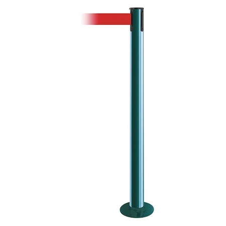 Tensabarrier Barrier Post with Belt, Green, 7 1/2 ft Length, 36 1/2 in Post Height, No Legend 889F-28-28-STD-NO-R5X-C