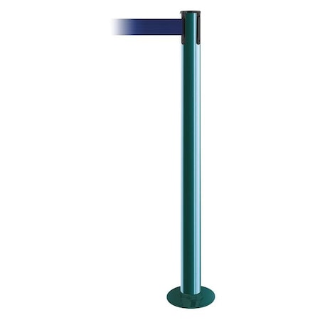 Tensabarrier Barrier Post with Belt, Green, 13 ft Length, 36 1/2 in Post Height, No Legend 889F-28-28-MAX-NO-L5X-C