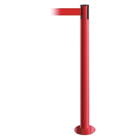 Tensabarrier Barrier Post with Belt, Red, 13 ft Length, 36 1/2 in Post Height, No Legend 889F-21-21-MAX-NO-R5X-C