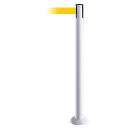 Tensabarrier Barrier Post with Belt, White, 13 ft Length, 36 1/2 in Post Height, No Legend 889F-32-32-MAX-NO-Y5X-C