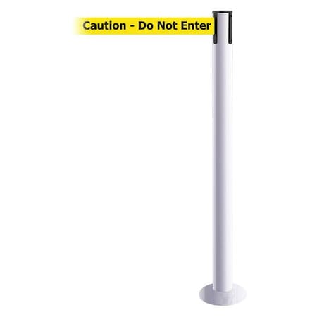 Tensabarrier Barrier Post with Belt, White, 7 1/2 ft Length, 36 1/2 in Post Height, Caution Do Not Enter 889F-32-32-STD-NO-YAX-C