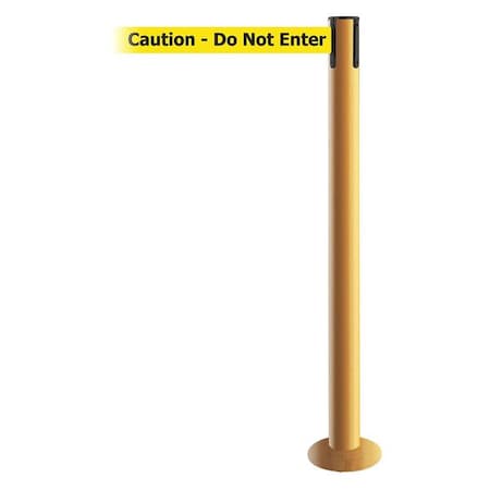 Tensabarrier Barrier Post with Belt, Yellow, 13 ft Length, 36 1/2 in Post Height, Caution Do Not Enter 889F-35-35-MAX-NO-YAX-C