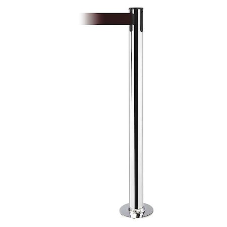 Tensabarrier Barrier Post with Belt, 7 1/2 ft Length, 36 1/2 in Post Height, No Legend, Polished chrome 889F-1P-1P-STD-NO-R7X-C