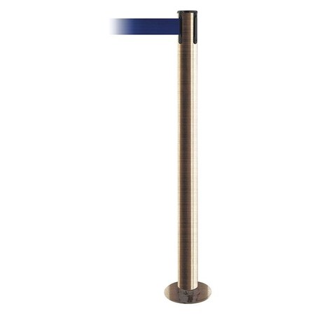 Tensabarrier Barrier Post with Belt, 13 ft Length, 36 1/2 in Post Height, No Legend, Satin Brass 889F-2S-2S-MAX-NO-L5X-C