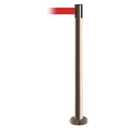 Tensabarrier Barrier Post with Belt, 13 ft Length, 36 1/2 in Post Height, No Legend, Satin Brass 889F-2S-2S-MAX-NO-R5X-C