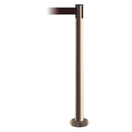 Tensabarrier Barrier Post with Belt, 13 ft Length, 36 1/2 in Post Height, No Legend, Satin Brass 889F-2S-2S-MAX-NO-R7X-C
