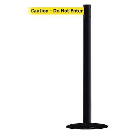 Tensabarrier Barrier Post with Belt, Black, 13 ft Length, 38 in Post Height, Caution Do Not Enter 889B-33-33-MAX-NO-YAX-C