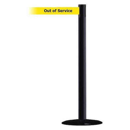 Tensabarrier Barrier Post with Belt, Black, 13 ft Length, 38 in Post Height, Out of Service 889B-33-33-MAX-NO-YEX-C