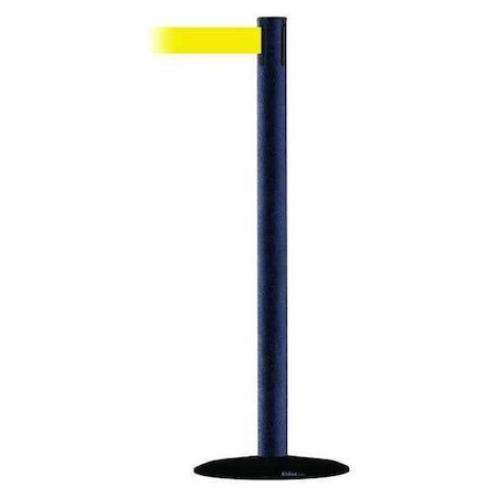 Tensabarrier Barrier Post with Belt, Black Wrinkle, 13 ft Length, 38 in Post Height, No Legend 889B-33-89-MAX-NO-Y5X-C