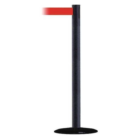 Tensabarrier Barrier Post with Belt, Black Wrinkle, 13 ft Length, 38 in Post Height, No Legend 889B-33-89-MAX-NO-R5X-C