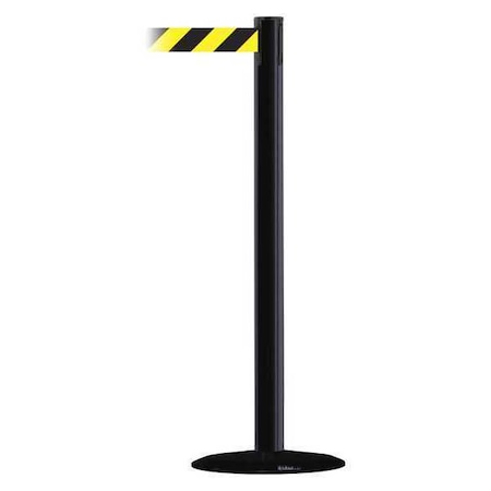 Tensabarrier Barrier Post with Belt, Black, 13 ft Length, 38 in Post Height, No Legend 889B-33-33-MAX-NO-D4X-C