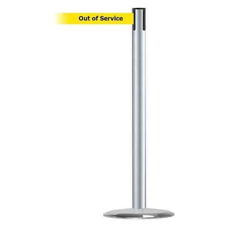 Tensabarrier Barrier Post with Belt, 13 ft Length, 38 in Post Height, Out of Service, Satin Chrome 889U-1S-1S-MAX-NO-YEX-C