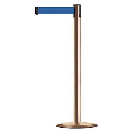 Tensabarrier Barrier Post with Belt, 13 ft Length, 38 in Post Height, No Legend, Polished Brass 889U-2P-2P-MAX-NO-L5X-C