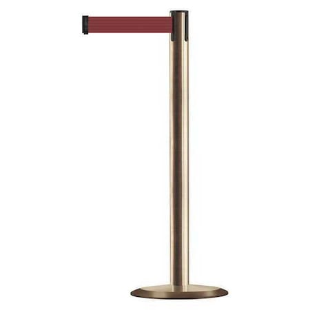 Tensabarrier Barrier Post with Belt, 13 ft Length, 38 in Post Height, No Legend, Satin Brass 889U-2S-2S-MAX-NO-R7X-C