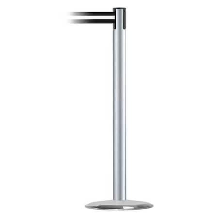 Tensabarrier Barrier Post with Belt, 13 ft Length, 38 in Post Height, No Legend, Satin Chrome 889U-1S-1S-MAX-NO-S3X-C