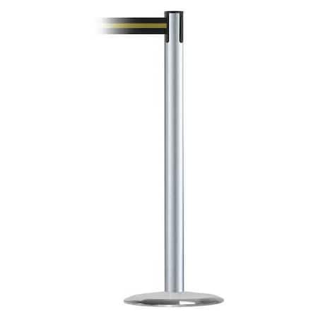 Tensabarrier Barrier Post with Belt, 13 ft Length, 38 in Post Height, No Legend, Satin Chrome 889U-1S-1S-MAX-NO-S4X-C