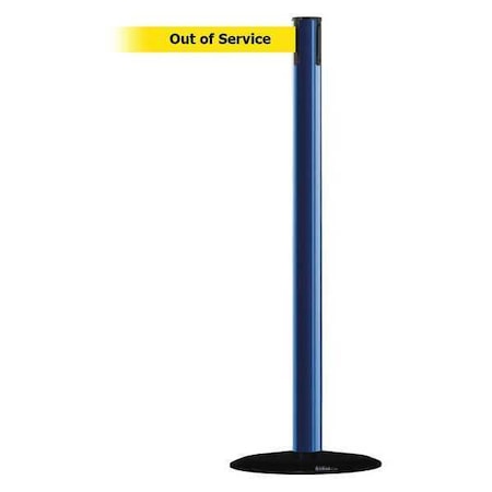 Tensabarrier Barrier Post with Belt, Blue, 13 ft Length, 38 in Post Height, Out of Service 889B-33-23-MAX-NO-YEX-C