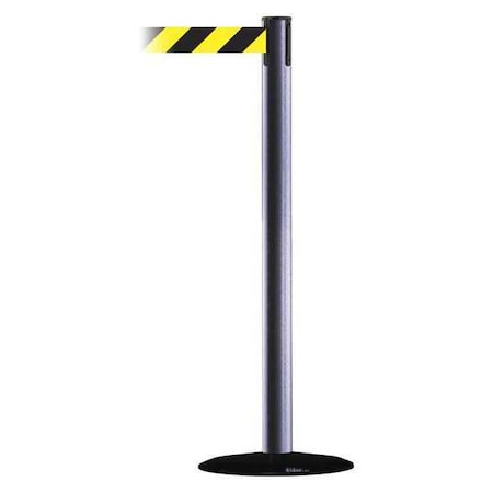 Tensabarrier Barrier Post with Belt, Hammertone Gray, 13 ft Length, 38 in Post Height, No Legend 889B-33-73-MAX-NO-D4X-C