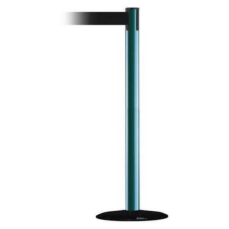Tensabarrier Barrier Post with Belt, Green, 13 ft Length, 38 in Post Height, No Legend 889B-33-28-MAX-NO-B9X-C