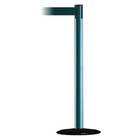 Tensabarrier Barrier Post with Belt, Green, 13 ft Length, 38 in Post Height, No Legend 889B-33-28-MAX-NO-G6X-C