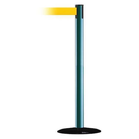 Tensabarrier Barrier Post with Belt, Green, 13 ft Length, 38 in Post Height, No Legend 889B-33-28-MAX-NO-Y5X-C