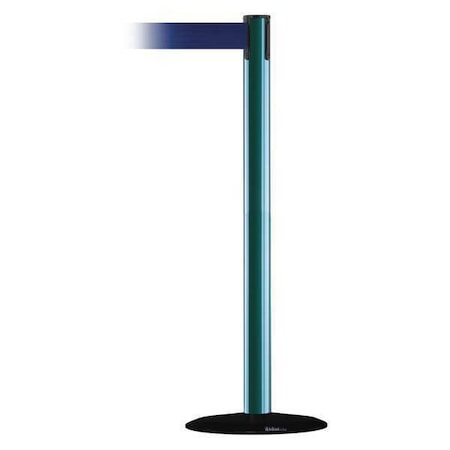 Tensabarrier Barrier Post with Belt, Green, 13 ft Length, 38 in Post Height, No Legend 889B-33-28-MAX-NO-L5X-C
