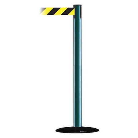 Tensabarrier Barrier Post with Belt, Green, 13 ft Length, 38 in Post Height, No Legend 889B-33-28-MAX-NO-D4X-C