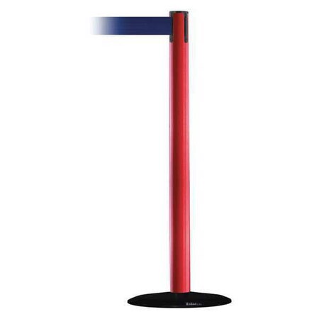 Tensabarrier Barrier Post with Belt, Red, 13 ft Length, 38 in Post Height, No Legend 889B-33-21-MAX-NO-L5X-C