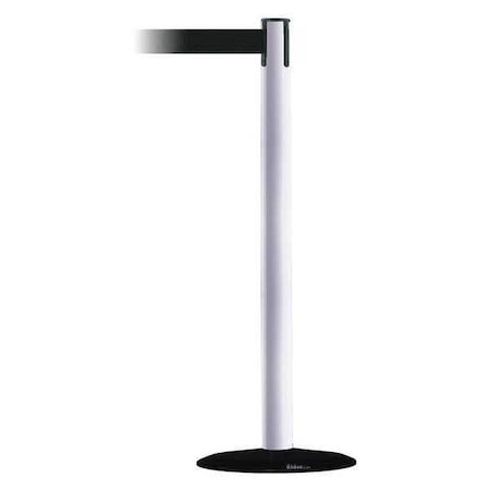 Tensabarrier Barrier Post with Belt, White, 13 ft Length, 38 in Post Height, No Legend 889B-33-32-MAX-NO-B9X-C