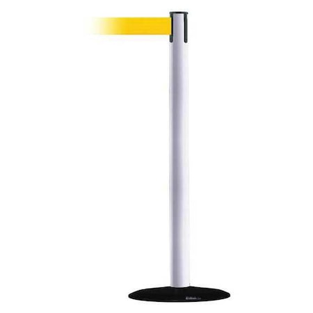 Tensabarrier Barrier Post with Belt, White, 13 ft Length, 38 in Post Height, No Legend 889B-33-32-MAX-NO-Y5X-C