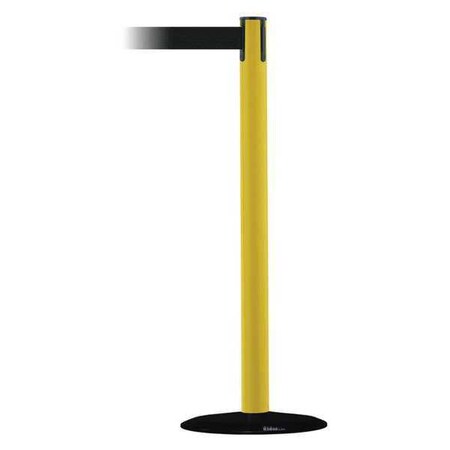 Tensabarrier Barrier Post with Belt, Yellow, 13 ft Length, 38 in Post Height, No Legend 889B-33-35-MAX-NO-B9X-C