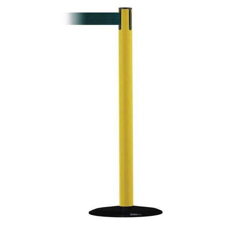 Tensabarrier Barrier Post with Belt, Yellow, 13 ft Length, 38 in Post Height, No Legend 889B-33-35-MAX-NO-G6X-C