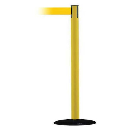 Tensabarrier Barrier Post with Belt, Yellow, 13 ft Length, 38 in Post Height, No Legend 889B-33-35-MAX-NO-Y5X-C