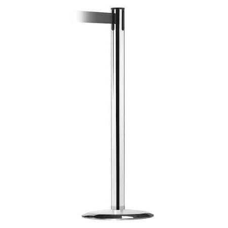 Tensabarrier Barrier Post with Belt, 13 ft Length, 38 in Post Height, No Legend, Polished chrome 889U-1P-1P-MAX-NO-B9X-C