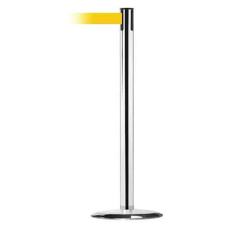 Tensabarrier Barrier Post with Belt, 13 ft Length, 38 in Post Height, No Legend, Polished chrome 889U-1P-1P-MAX-NO-Y5X-C