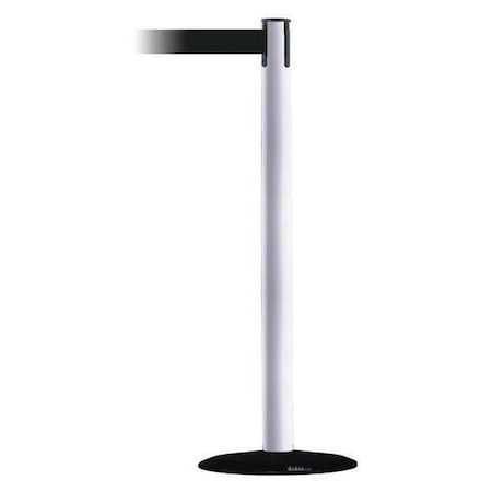 Tensabarrier Barrier Post with Belt, White, 7 1/2 ft Length, 38 in Post Height, No Legend 889B-33-32-STD-NO-B9X-C
