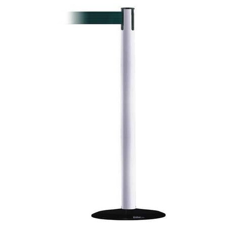 Tensabarrier Barrier Post with Belt, White, 7 1/2 ft Length, 38 in Post Height, No Legend 889B-33-32-STD-NO-G6X-C