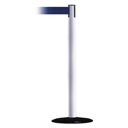 Tensabarrier Barrier Post with Belt, White, 7 1/2 ft Length, 38 in Post Height, No Legend 889B-33-32-STD-NO-L5X-C