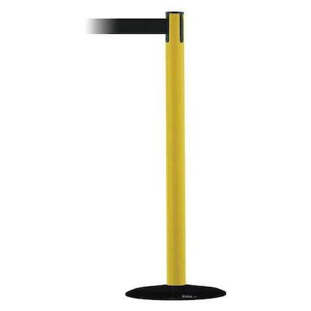 Tensabarrier Barrier Post with Belt, Yellow, 7 1/2 ft Length, 38 in Post Height, No Legend 889B-33-35-STD-NO-B9X-C