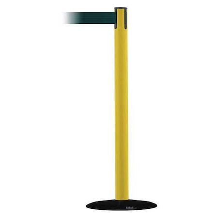 Tensabarrier Barrier Post with Belt, Yellow, 7 1/2 ft Length, 38 in Post Height, No Legend 889B-33-35-STD-NO-G6X-C