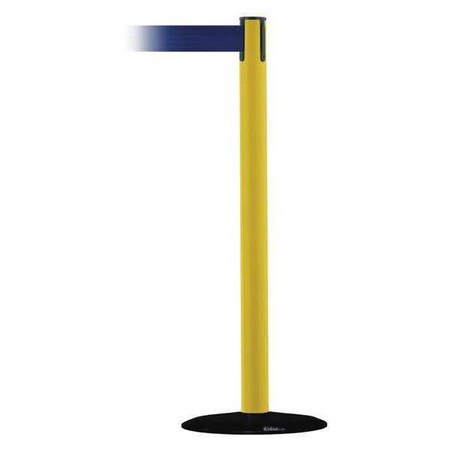 Tensabarrier Barrier Post with Belt, Yellow, 7 1/2 ft Length, 38 in Post Height, No Legend 889B-33-35-STD-NO-L5X-C