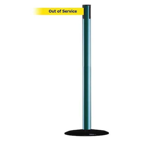 Tensabarrier Barrier Post with Belt, Green, 7 1/2 ft Length, 38 in Post Height, Out of Service 889B-33-28-STD-NO-YEX-C