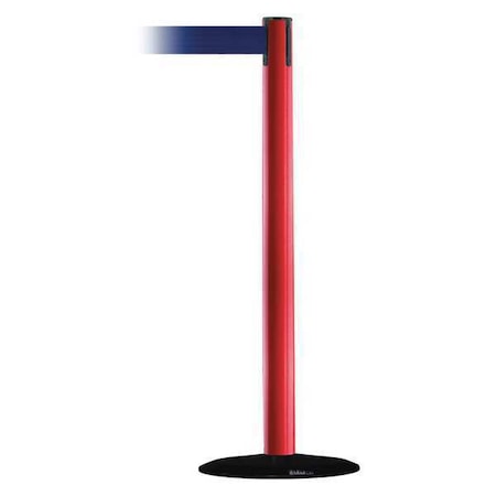 Tensabarrier Barrier Post with Belt, Red, 7 1/2 ft Length, 38 in Post Height, No Legend 889B-33-21-STD-NO-L5X-C
