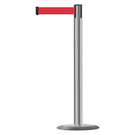 Tensabarrier Barrier Post with Belt, 13 ft Length, 38 in Post Height, No Legend, Polished Stainless Steel 889U-3P-3P-MAX-NO-R5X-C