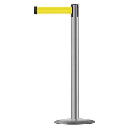Tensabarrier Barrier Post with Belt, 13 ft Length, 38 in Post Height, No Legend, Polished Stainless Steel 889U-3P-3P-MAX-NO-Y5X-C